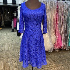 VENUS LACE BLUE SHORT COCKTAIL BRIDESMAID MOTHER DRESS 12 NWT BM2079